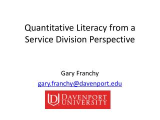 Quantitative Literacy from a Service Division Perspective