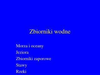 Zbiorniki wodne