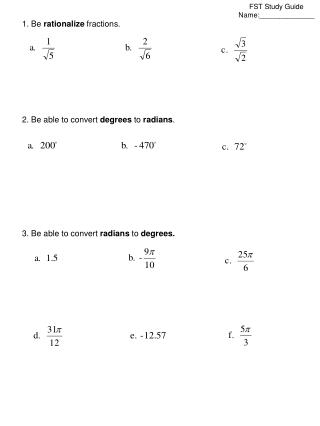 1. Be rationalize fractions.