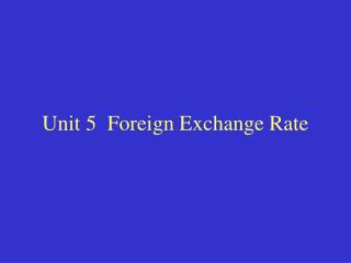 Unit 5 Foreign Exchange Rate