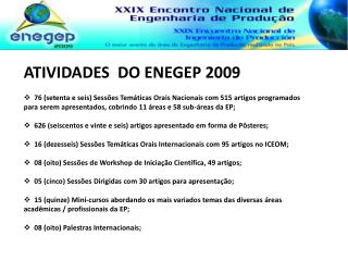 ATIVIDADES DO ENEGEP 2009