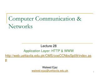 Computer Communication &amp; Networks