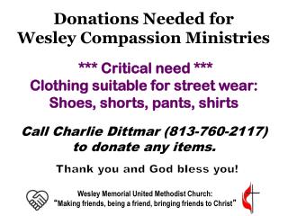 Donations Needed for Wesley Compassion Ministries