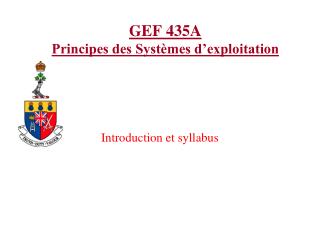 GEF 435A Principes des Systèmes d’exploitation