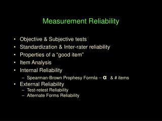 Measurement Reliability