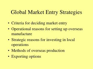 Global Market Entry Strategies