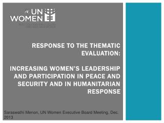 Saraswathi Menon, UN Women Executive Board Meeting, Dec. 2013