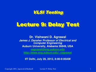 VLSI Testing Lecture 9: Delay Test