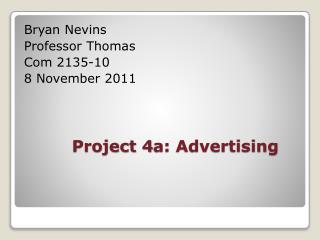 Project 4a: Advertising