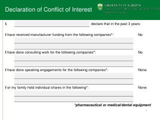 Declaration of Conflict of Interest