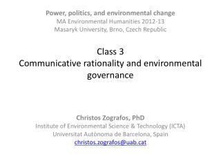 Class 3 Communicative rationality and environmental governance