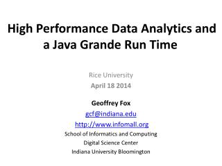 High Performance Data Analytics and a Java Grande Run Time