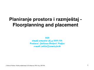 Planiranje prostora i razmještaj - Floorplanning and placement