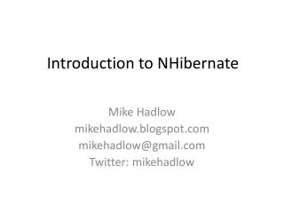 Introduction to NHibernate