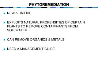 PHYTOREMEDIATION