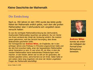 Kleine Geschichte der Mathematik