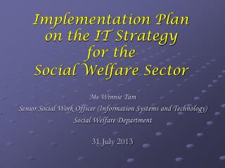 Implementation Plan on the IT Strategy for the Social Welfare Sector