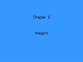 Chapter 2 Integers