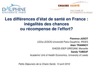 Les différences d'état de santé en France : inégalités des chances ou récompense de l'effort?