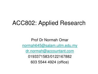 ACC802: Applied Research