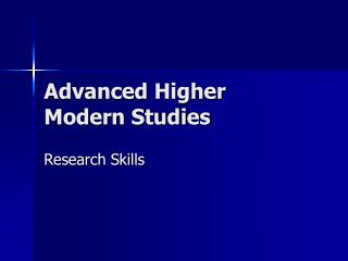 Advanced Higher Modern Studies