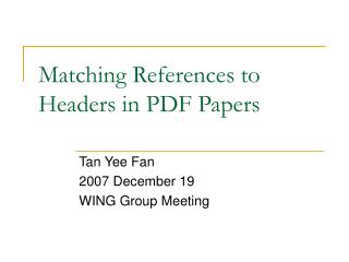 Matching References to Headers in PDF Papers