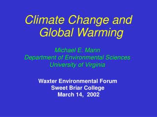 Climate Change and Global Warming