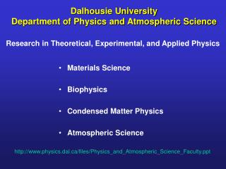 Dalhousie University Department of Physics and Atmospheric Science