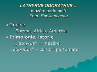 LATHYRUS ODORATHUS L . - mazăre parfumată- Fam. Papilionaceae