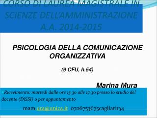 CORSO DI LAUREA MAGISTRALE IN SCIENZE DELL’AMMINISTRAZIONE A.A. 2014-2015
