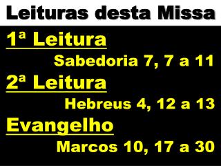 Leituras desta Missa