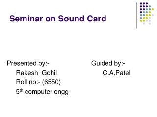 Seminar on Sound Card