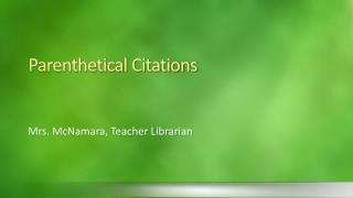 Parenthetical Citations