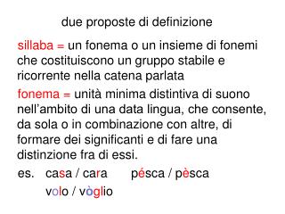 due proposte di definizione