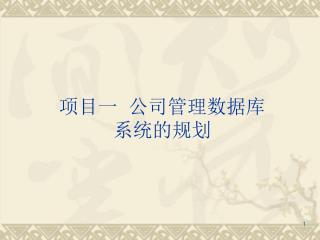 项目一 公司管理数据库 系统的规划