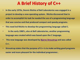 A Brief History of C++