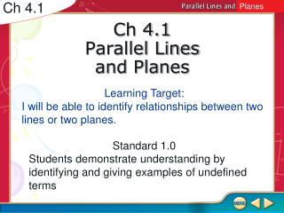 Ch 4.1 Parallel Lines and Planes