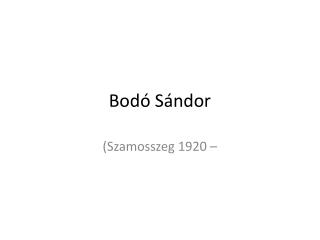 Bodó Sándor