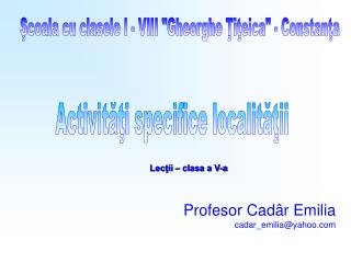 Profesor Cadâr Emilia cadar_emilia @ yahoo