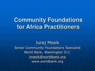 Community Foundations for Africa Practitioners