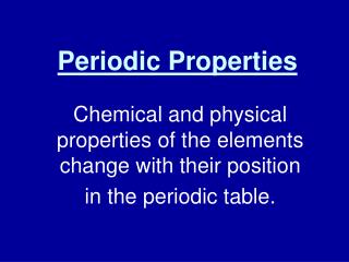 Periodic Properties