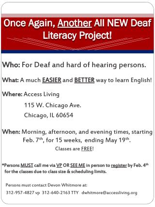 Once Again, Another All NEW Deaf Literacy Project!