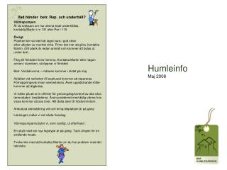 Humleinfo Maj 2008