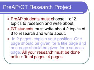 PreAP/GT Research Project