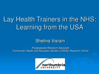 Lay Health Trainers in the NHS: Learning from the USA