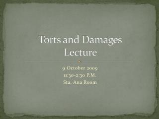 Torts and Damages Lecture