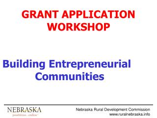 GRANT APPLICATION WORKSHOP