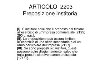 ARTICOLO  2203 Preposizione institoria.