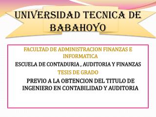 UNIVERSIDAD TECNICA DE BABAHOYO