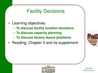 Facility Decisions